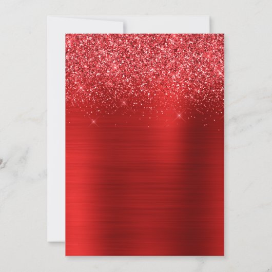 Glittery Bright Red Foil Quinceañera 招待状 (裏面)
