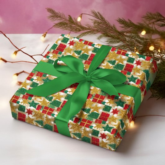 Glittery Christmas Pattern ラッピングペーパー
