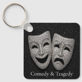 Glittery Comedy & Tragedy Drama Mask キーホルダー