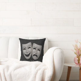 Glittery Comedy & Tragedy Drama Mask クッション