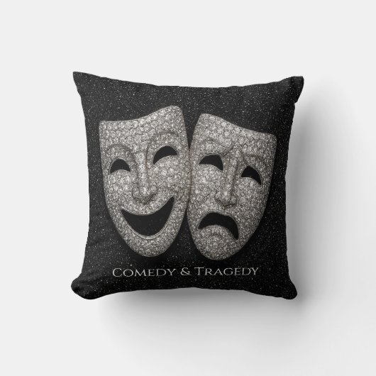 Glittery Comedy & Tragedy Drama Mask クッション (正面)