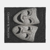 Glittery Comedy & Tragedy Drama Mask フリースブランケット (正面(横))