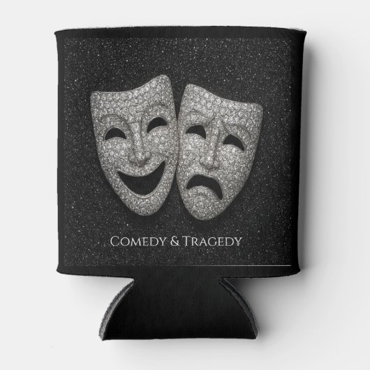 Glittery Comedy & Tragedy Drama Mask 缶クーラー (正面)
