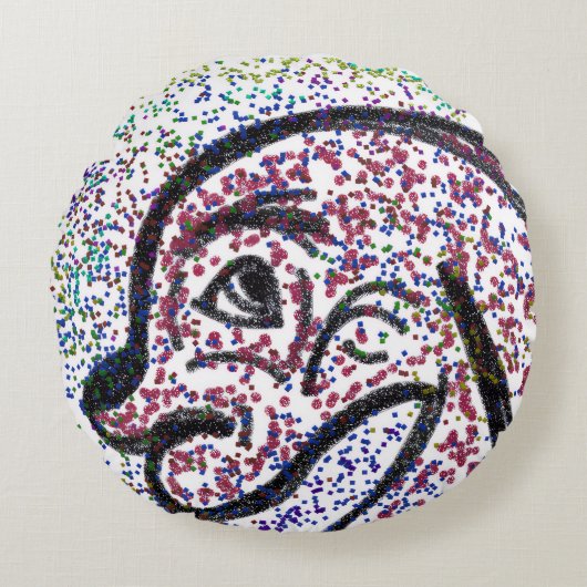 Glittery Doggie Round Pillow ラウンドクッション (正面)