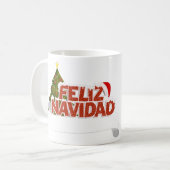 Glittery Feliz Navidad with Christmas Tree コーヒーマグカップ (正面左)