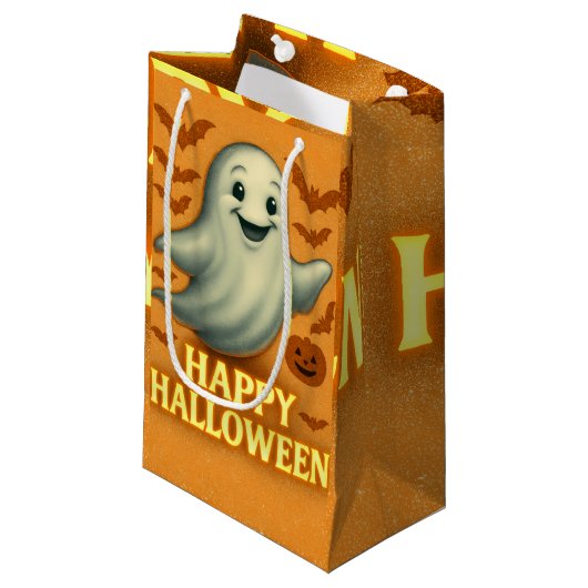 Glittery Ghost Halloween スモールペーパーバッグ (正面アングル)