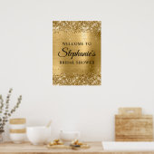 Glittery Gold Faux Foil Bridal Shower Welcome ポスター (キッチン)