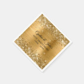 Glittery Gold Foil 50th Anniversary スタンダードカクテルナプキン (角)