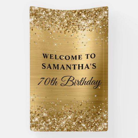 Glittery Gold Foil 70th Birthday Vertical 横断幕 (縦)