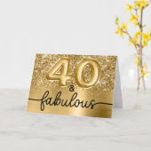 Glittery Gold Glam 40 and Fabulous カード (黄色い花)