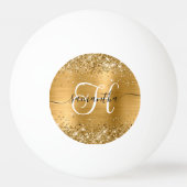 Glittery Gold Glam Monogrammed 卓球ボール (正面)