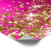 Glittery Gold Hot Pink Foil Bridal Shower Welcome ポスター (角)