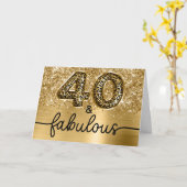 Glittery Gold Leopard Glam 40 and Fabulous カード (黄色い花)