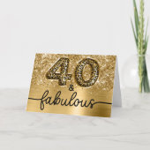 Glittery Gold Leopard Glam 40 and Fabulous カード (正面)