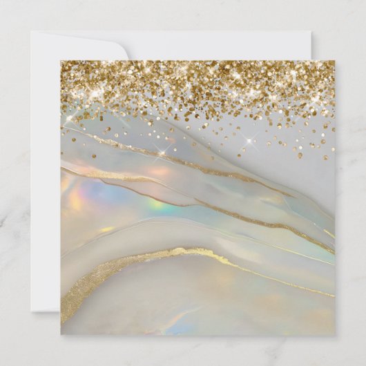 Glittery Gold Marbled Opal 30th Birthday 招待状 (裏面)