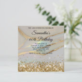 Glittery Gold Marbled Opal 60th Birthday 招待状 (スタンド正面)
