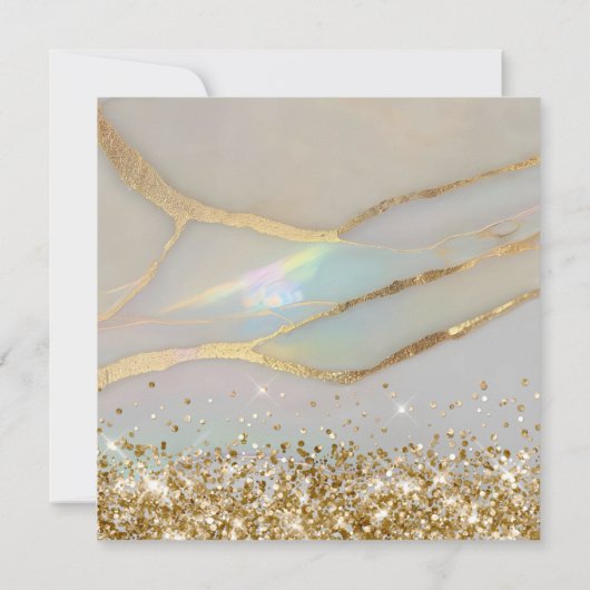 Glittery Gold Marbled Opal 60th Birthday 招待状 (裏面)