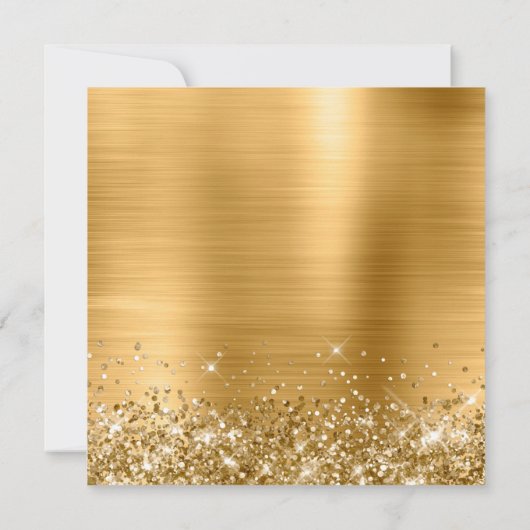 Glittery Gold Metallic 50th Birthday 招待状 (裏面)