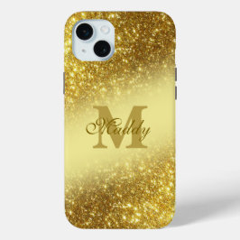 glittery golden personalized iPhone 15 miniケース