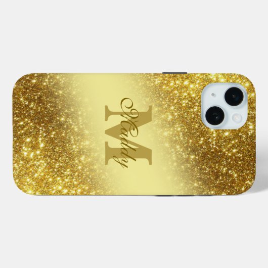 glittery golden personalized Case-Mate iPhoneケース (裏面 (横))