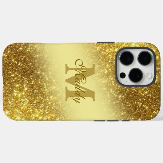 glittery golden personalized Case-Mate iPhoneケース (裏面 (横))