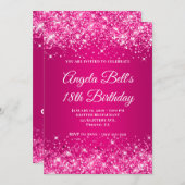 Glittery Hot Pink Raspberry Ombre 18th Birthday 招待状 (正面/裏面)