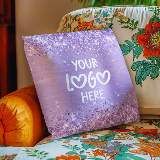 Glittery Lavender Faux Foil Business Logo クッション