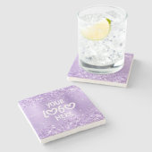 Glittery Lavender Faux Foil Business Logo ストーンコースター (横)
