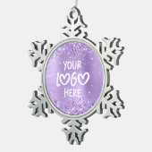Glittery Lavender Faux Foil Business Logo スノーフレークピューターオーナメント (右)