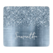 Glittery Light Blue Glam Name カッティングボード (正面)