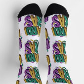 Glittery Mardi Gras Gras Women's T-Shirt, Purple G ソックス (上部)