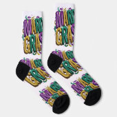 Glittery Mardi Gras Gras Women's T-Shirt, Purple G ソックス (右)