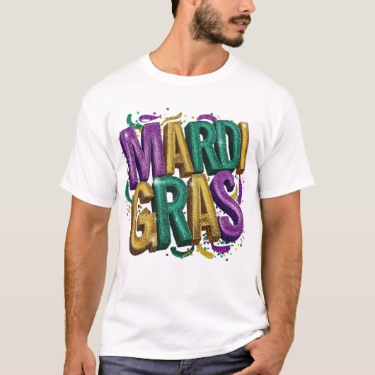 Glittery Mardi Gras Gras Women's T-Shirt, Purple G Tシャツ (正面)