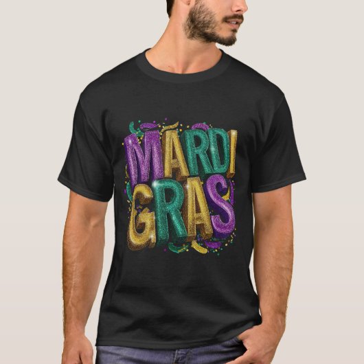 Glittery Mardi Gras Gras Women's T-Shirt, Purple G Tシャツ (正面)