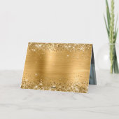 Glittery Metallic Gold Family Photo カード (裏面)