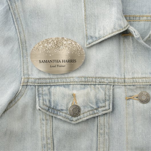 Glittery Pale Gold Foil Rectangle Logo 名札 (インサイチュ)