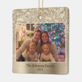 Glittery Pale Gold Glam Family Photo セラミックオーナメント (左)