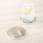 Glittery Pale Gold Glam Name コースター (側面)