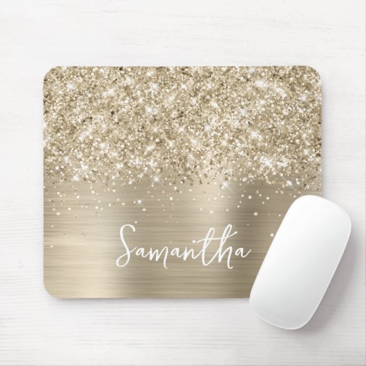 Glittery Pale Gold Glam Name マウスパッド (マウス)