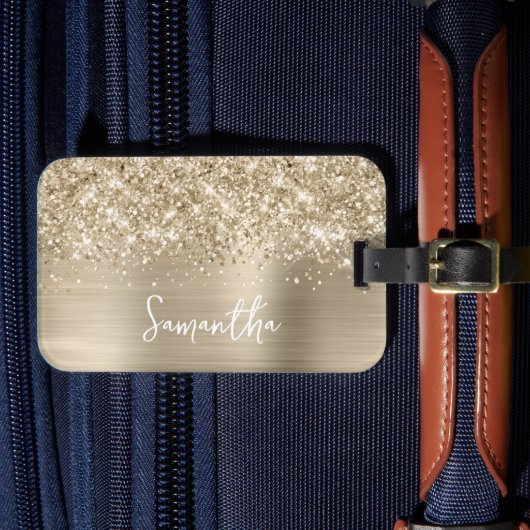Glittery Pale Gold Glam Name ラゲッジタグ (正面インサイチュ4)