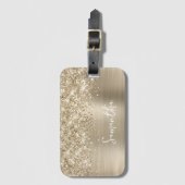 Glittery Pale Gold Glam Name ラゲッジタグ (正面縦)