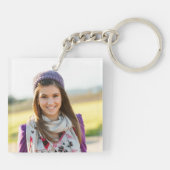 Glittery Pale Gold Glam Name Photo キーホルダー (裏面)