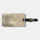 Glittery Pale Gold Glam Script Name ラゲッジタグ (裏面横)