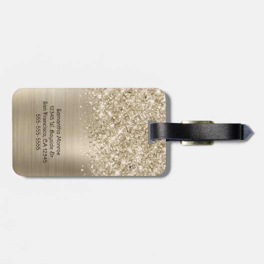 Glittery Pale Gold Glam Script Name ラゲッジタグ (裏面横)