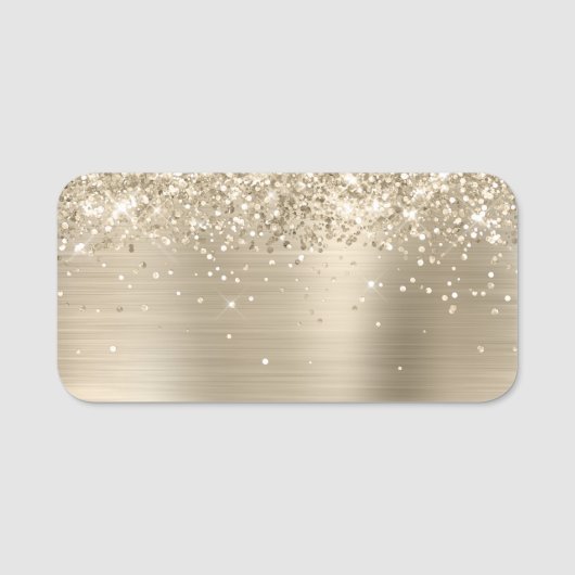 Glittery Pale Gold Metallic Blank 名札 (正面)