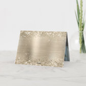 Glittery Pale Gold Metallic Pink Family Photo カード (裏面)