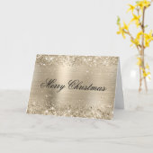 Glittery Pale Gold Metallic Pink Family Photo カード (黄色い花)