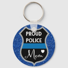 Glittery Proud Police Mom LEO Support キーホルダー