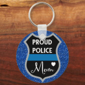 Glittery Proud Police Mom LEO Support キーホルダー (正面)
