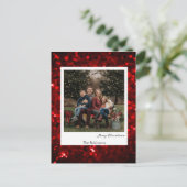 Glittery Red Background Polaroid Photo Christmas  ポストカード (スタンド正面)